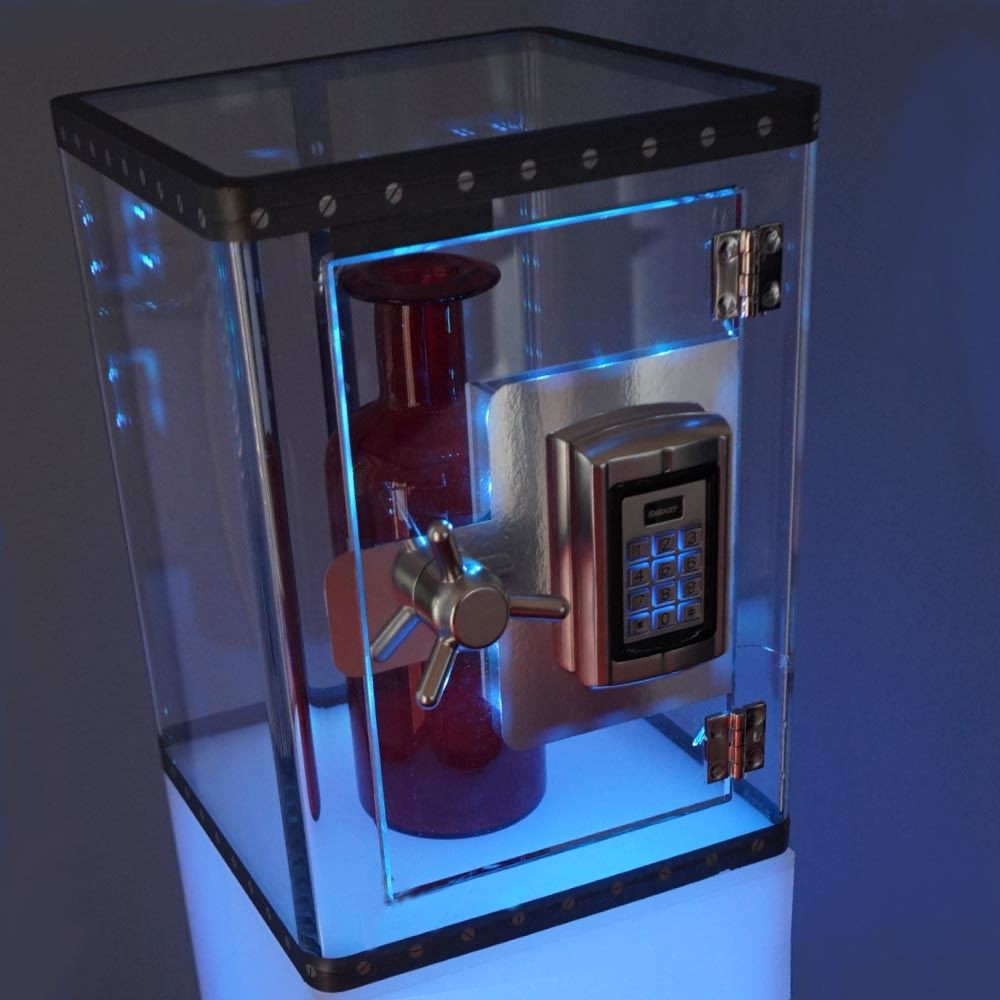 Theken-Glastresor mit 900 einstellbaren Gewinncodes leuchtend 